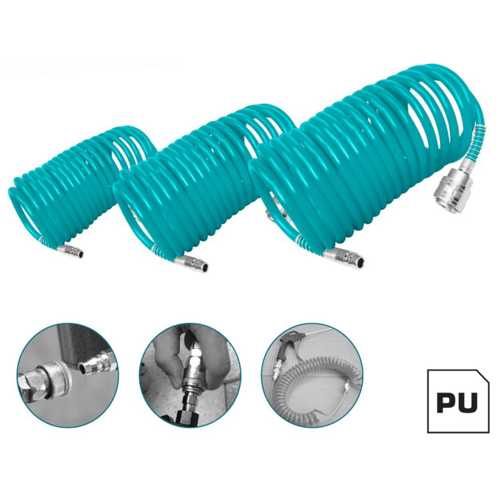 Total PU Recoil Air Hose with Quick Coupler Fittings – Powertool.ph