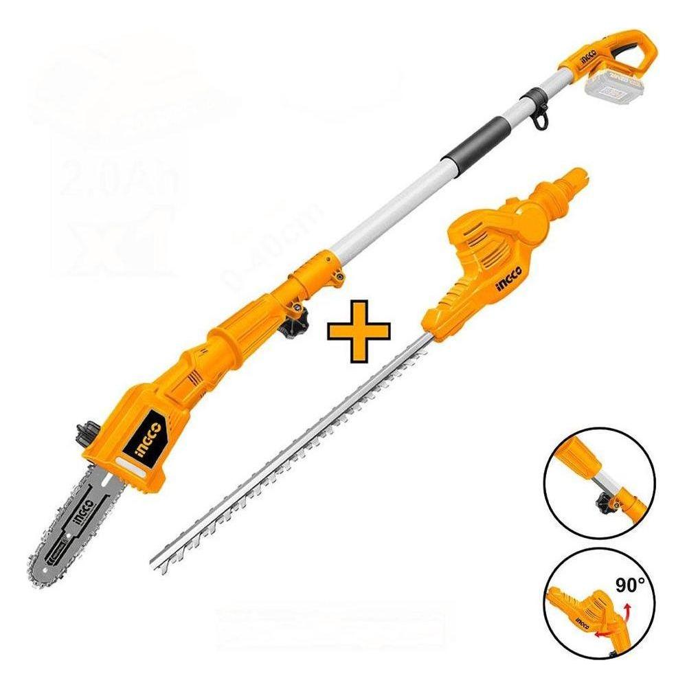 Ingco CPTS201681 Li-Ion Pole Saw With Pole Hedge Trimmer 20V – Powertool.ph