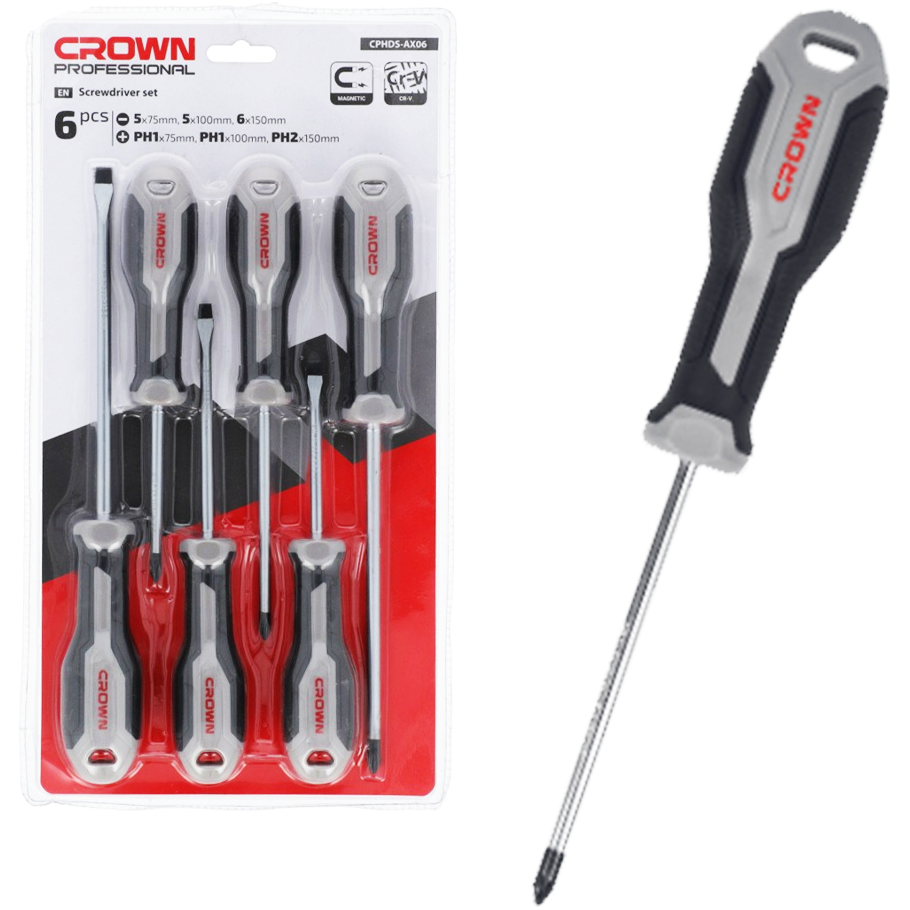Crown CPHDS-AX06 Philips Screwdriver Set 6Pcs – Powertool.ph