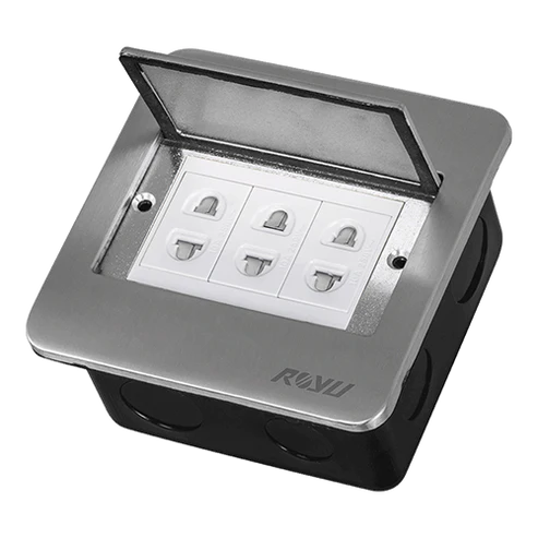 Royu RWF51 Square Floor Receptacle with 3 Gang Universal Outlet 15A (W ...