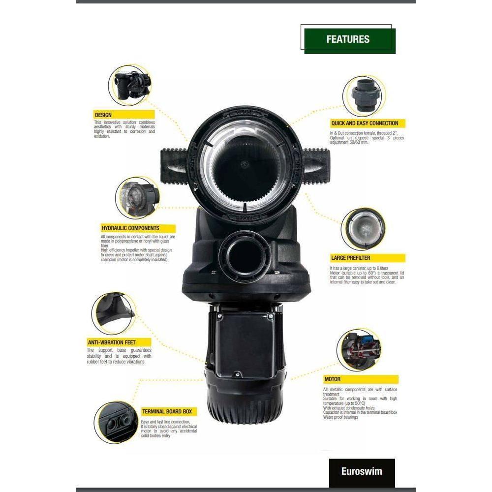 DAB Euroswim 100M 1HP Swimming Pool Water Pump – Powertool.ph