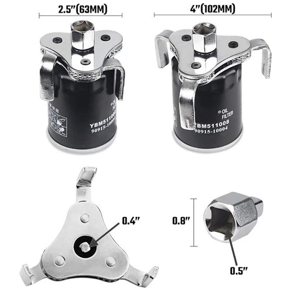 Workpro WP319011WE 3-Jaw Self Adjusting Oil Filter Wrench 1/2 ...